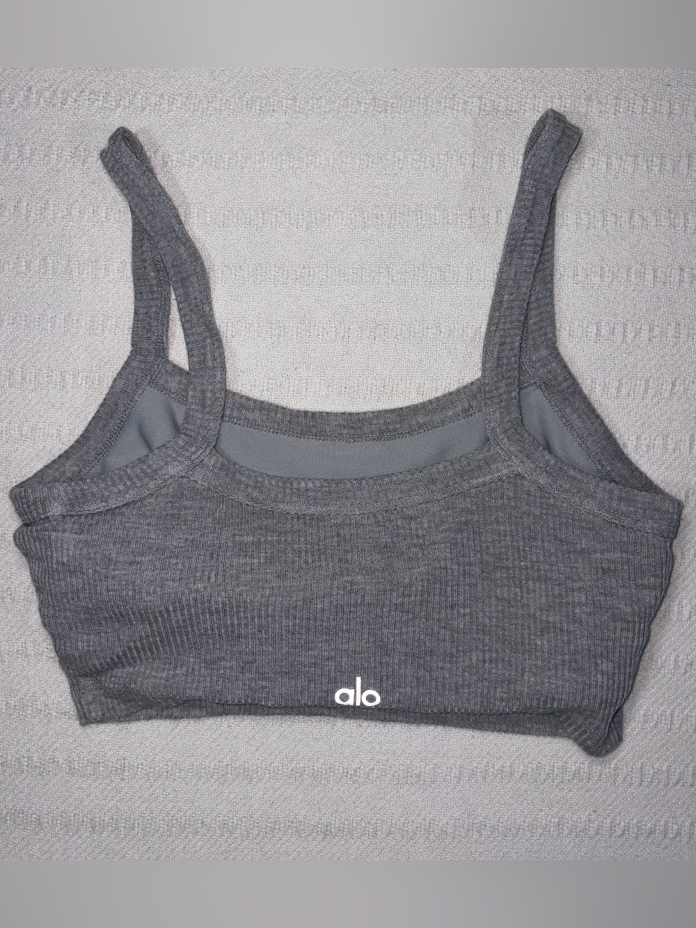 Alo Yoga Womens Ribbed Whisper Bra Tank Top Size S Gray Athleisure Yoga Workout